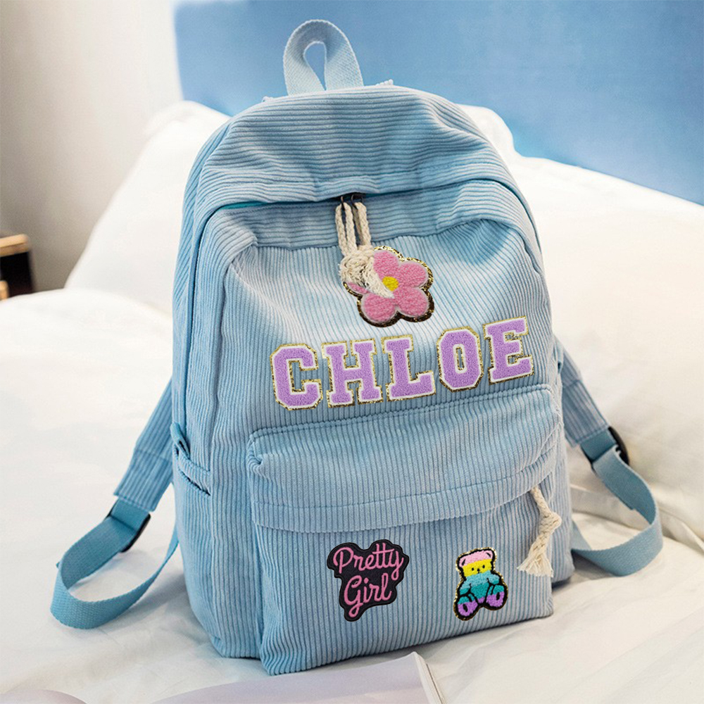 Personalized Chenille Patch Back To School  Backpack