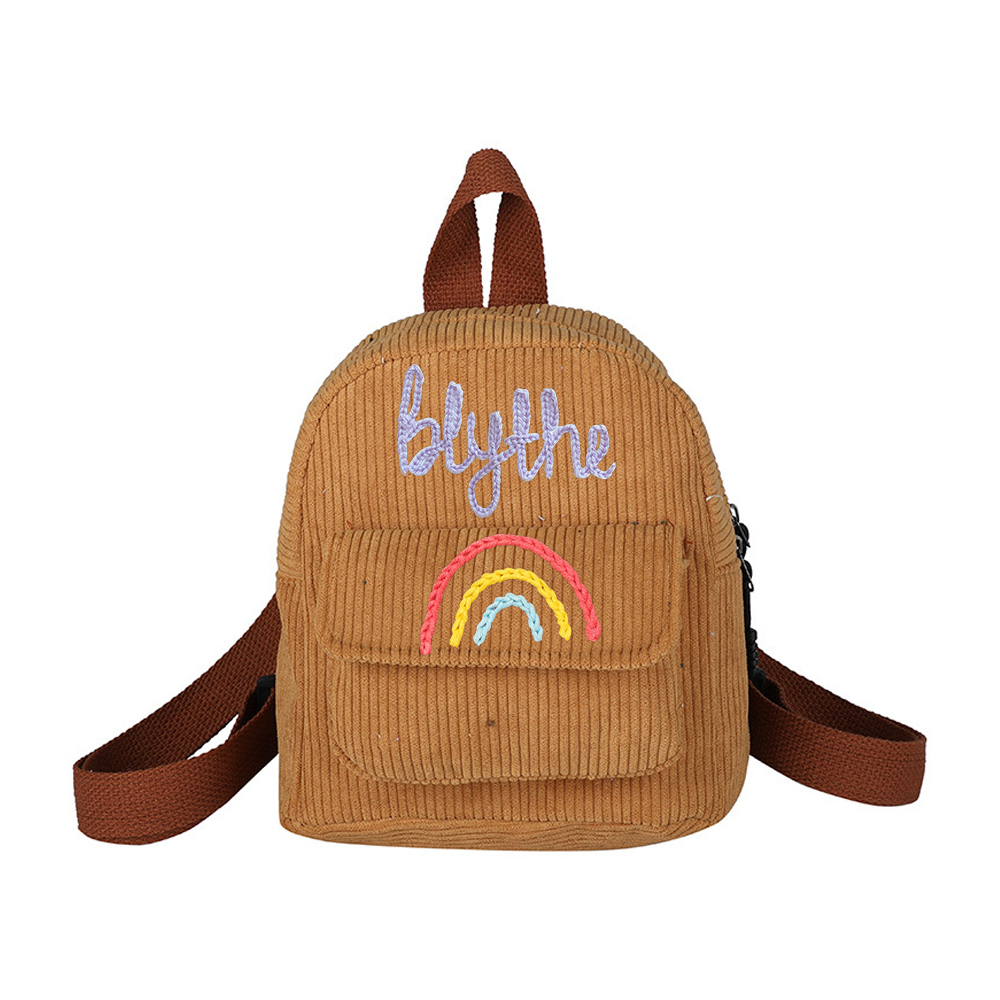 Personalized Hand Embroidery Rainbow Kid Color Backpack