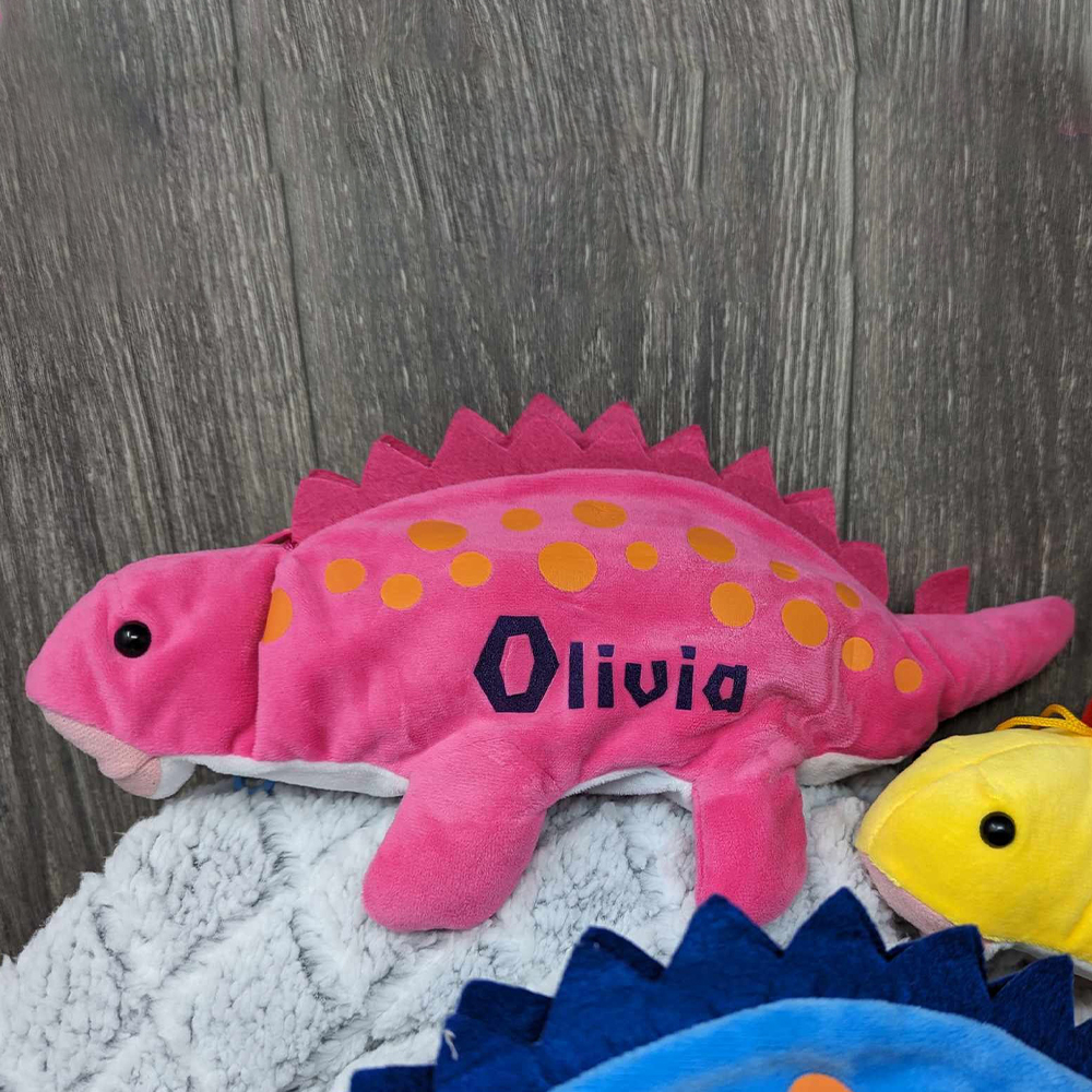 Personalized Zippered Dinosaur Plush Pencil Pouch