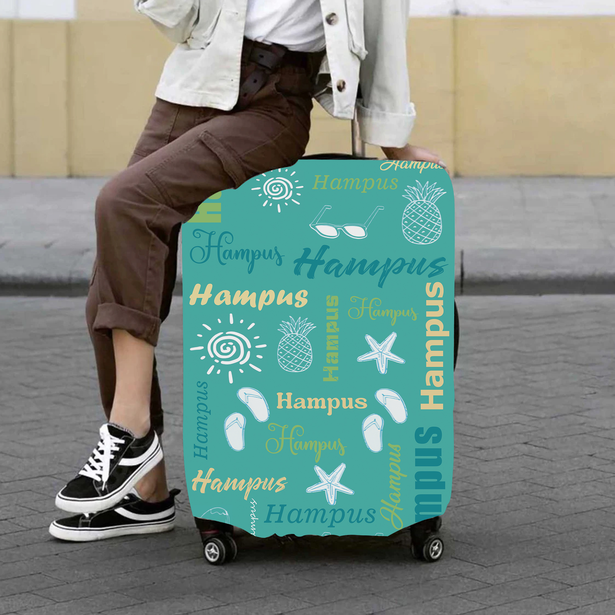 Personalized Ocean Monogram High-elastic Suitcase Protector Luggage Cover