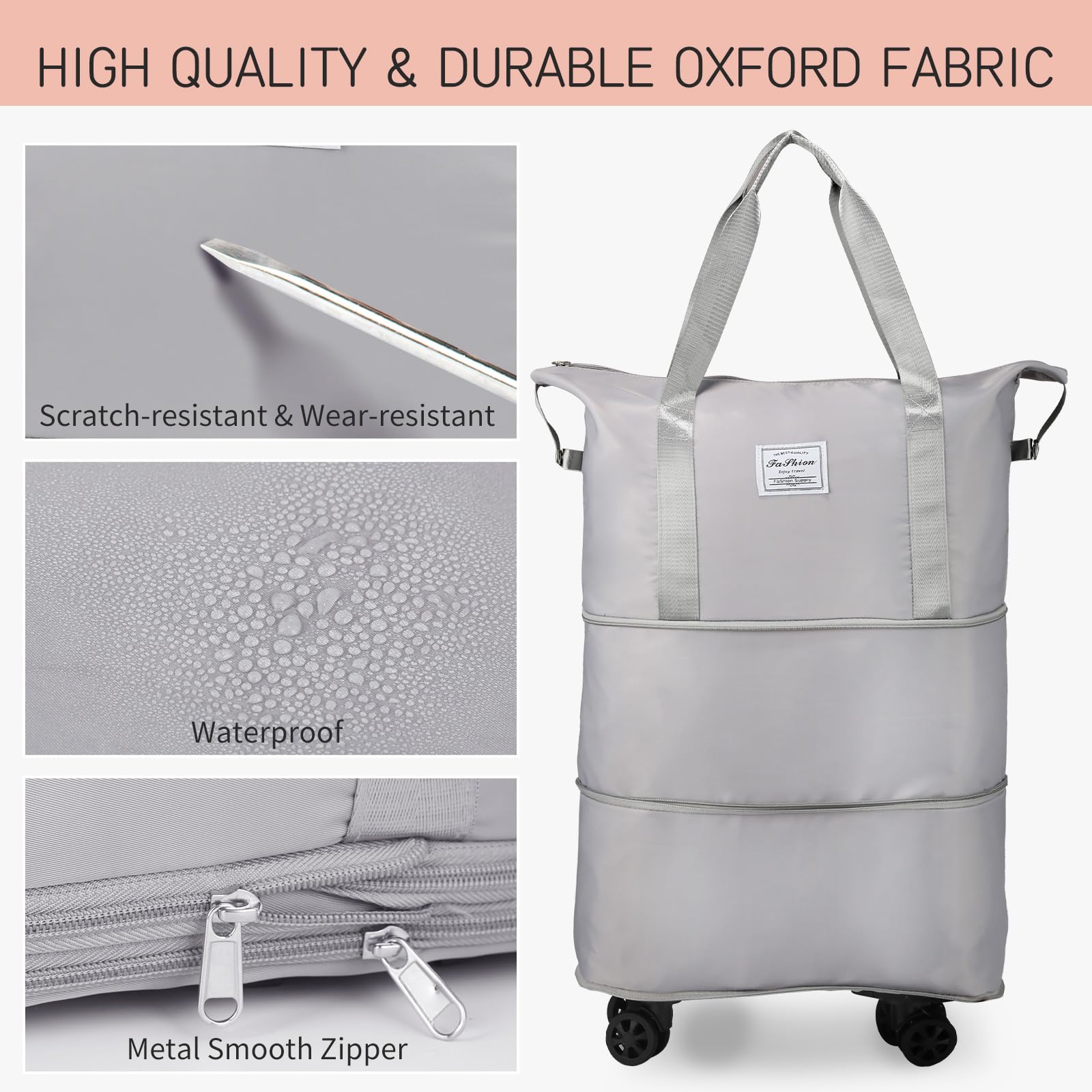  Personalised Expandable Foldable Duffle Bag with Wheels