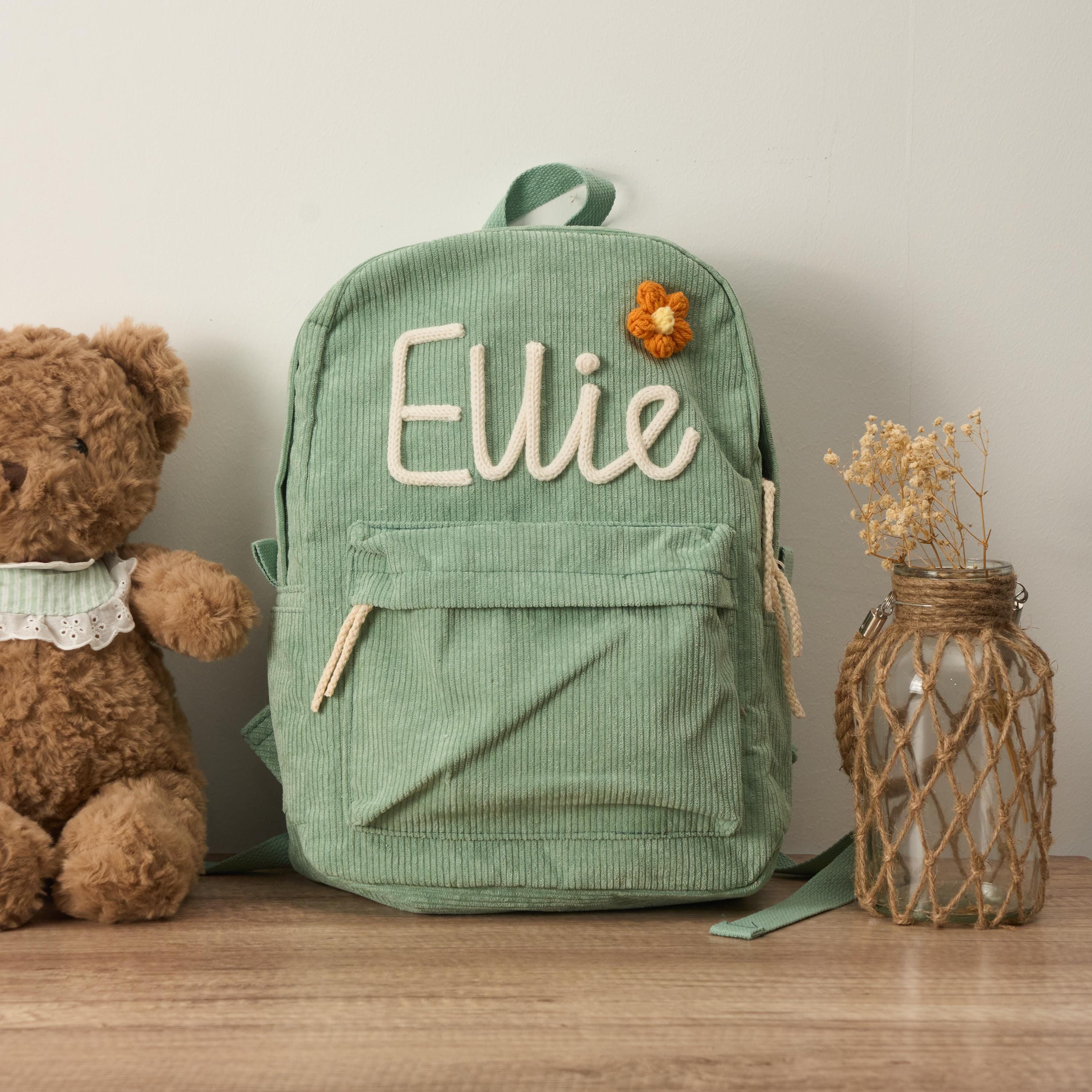 Personalized Knitted Wire Name Floral School Backpack