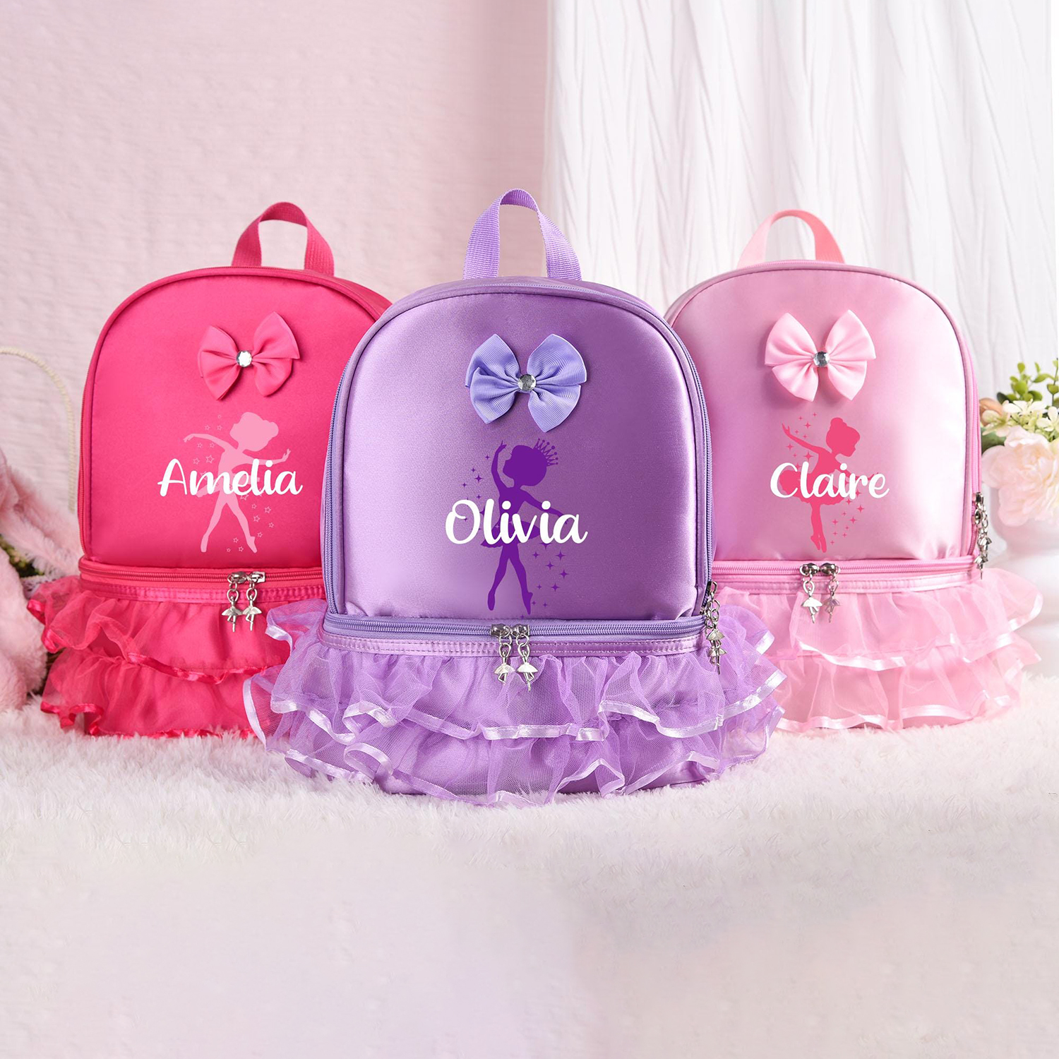 Personalized Girls Ballerina Lace Backpack