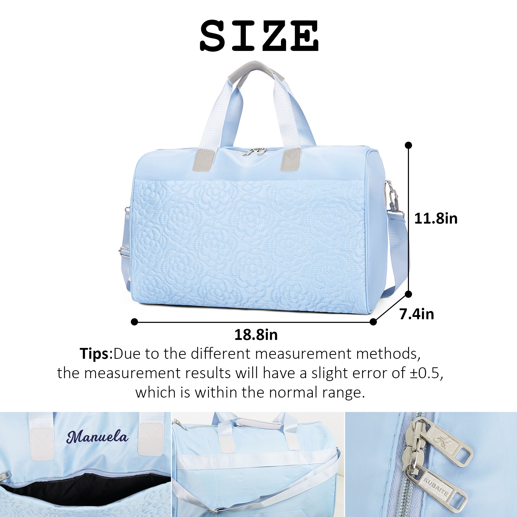 Personalized Embroidery Floral Oxford Fabric Duffle Bag