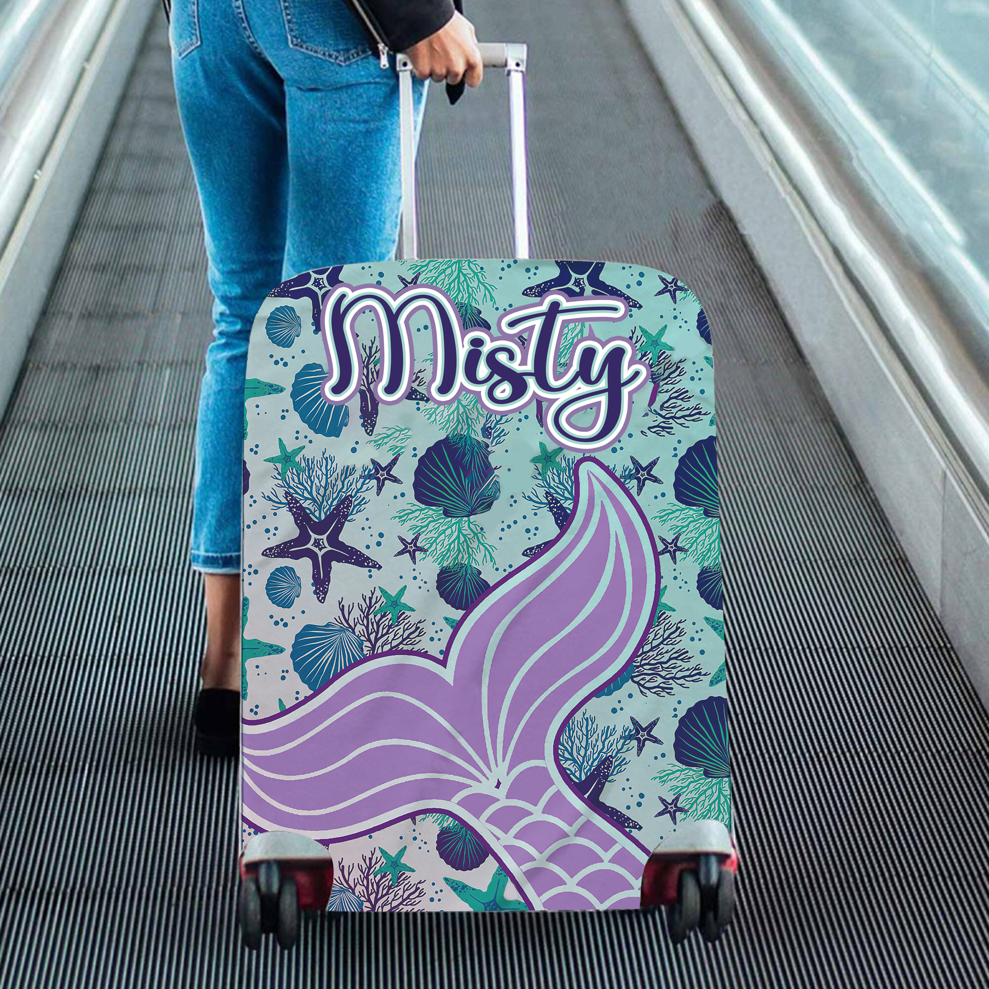 Personalized Mermaid High-elastic Suitcase Protector Luggage Cover