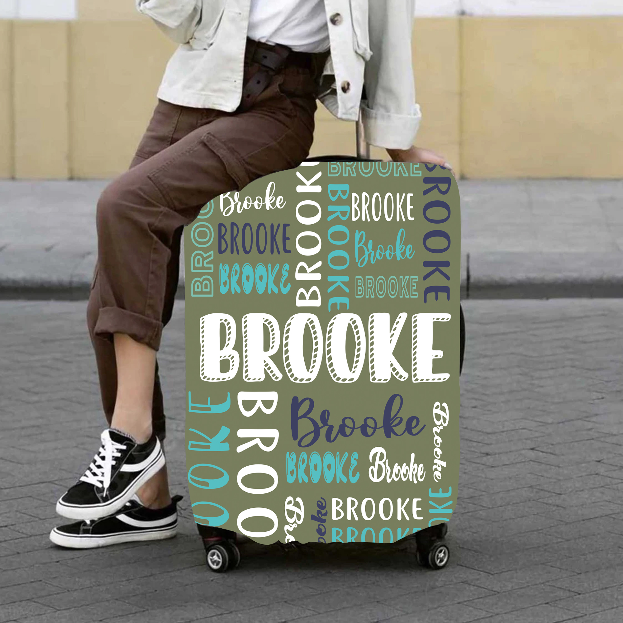 Personalized Original Monogram High-elastic Suitcase Protector Luggage Cover