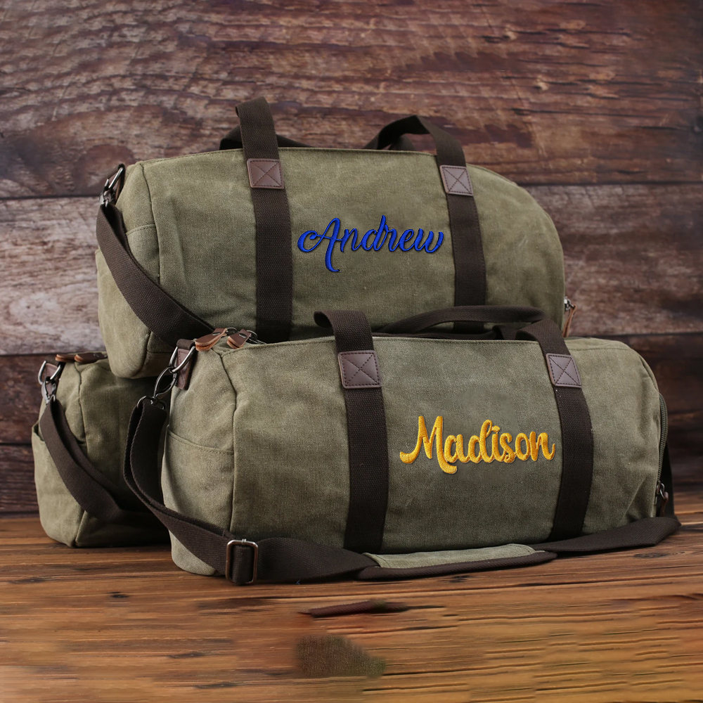 Personalized Embroidered Canvas Duffel Bag