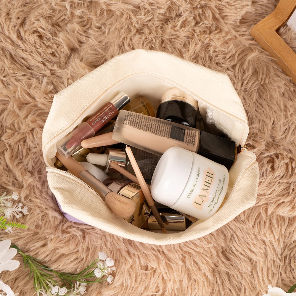 Personalized Embroidery Canvas Portable Makeup Bag