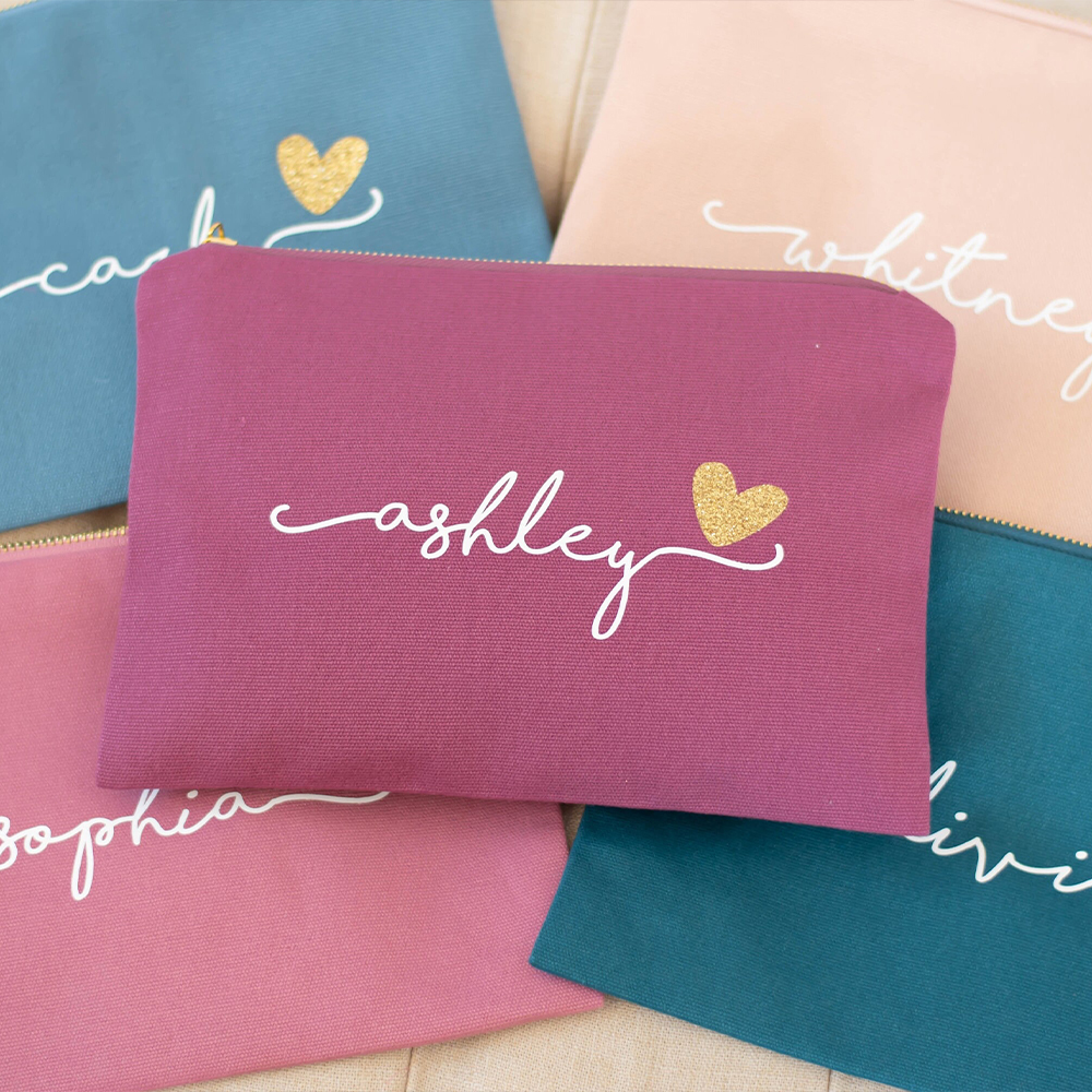 Personalized Multicolor Canvas Portable Makeup Bags