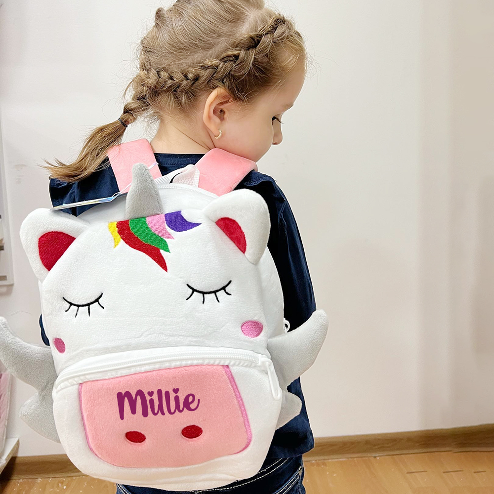 Personalized Cute White Unicorn Animals Toddler Backpack