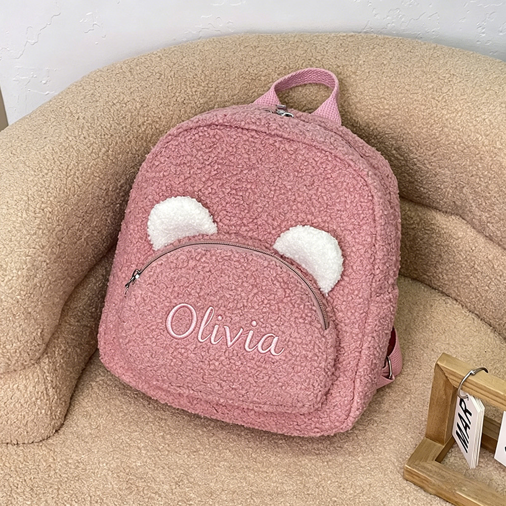 Personalized Embroidery Kids Soft Plush Bear Backpack