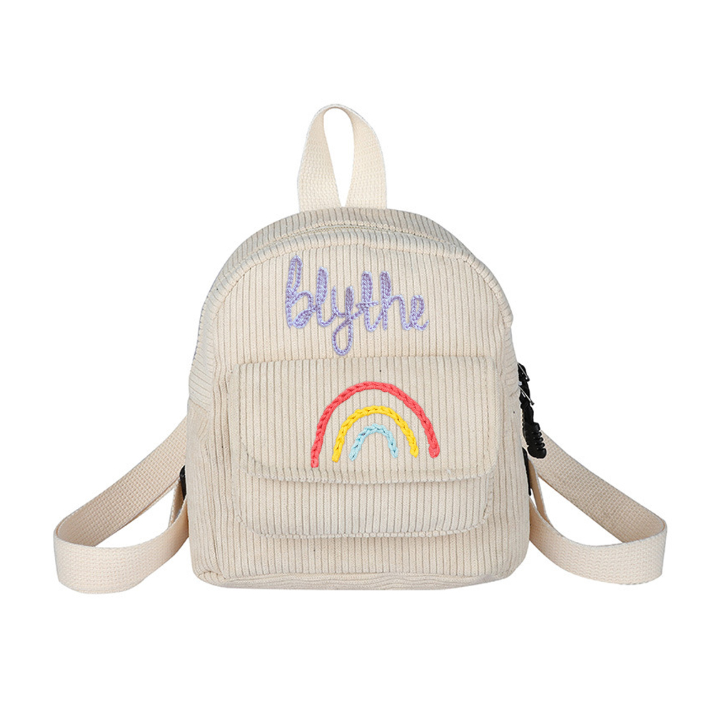 Personalized Hand Embroidery Rainbow Kid Color Backpack