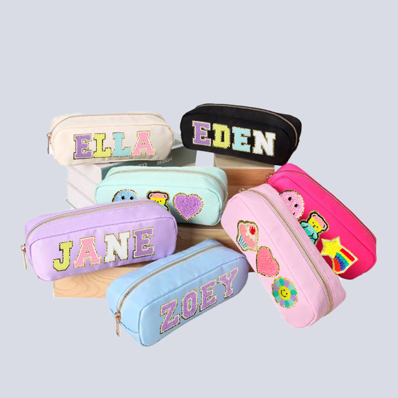 Personalized Chenille Letters Patch Kids Pencil Case