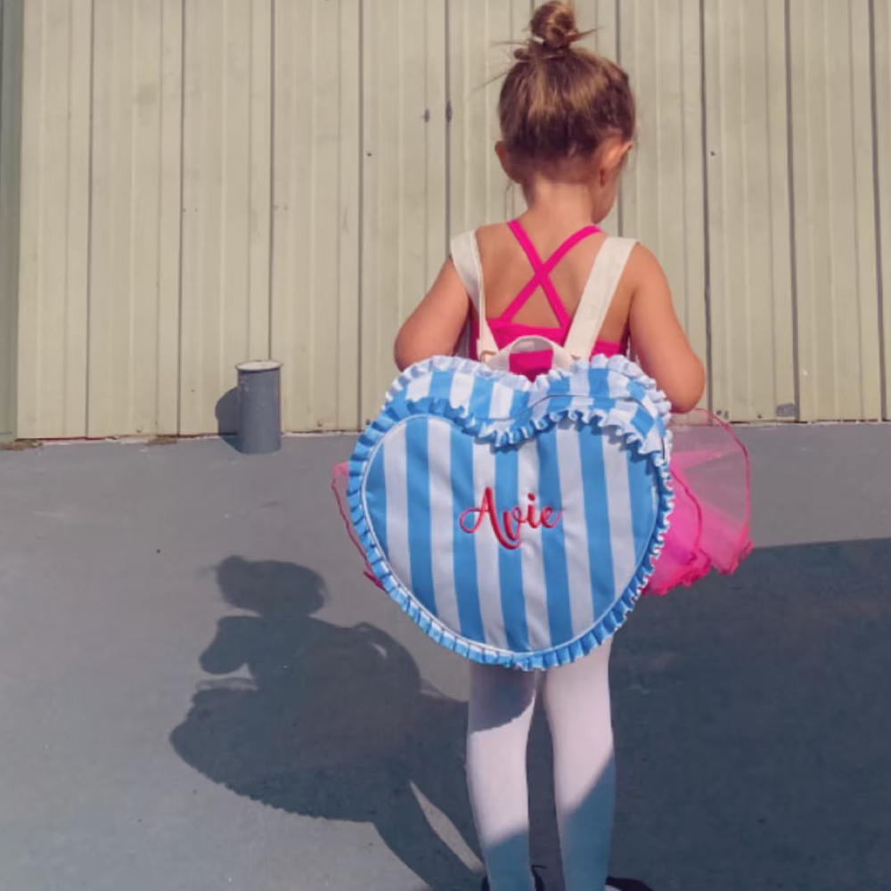 Personalized Embroidery Ruffle Heart Shape Backpack
