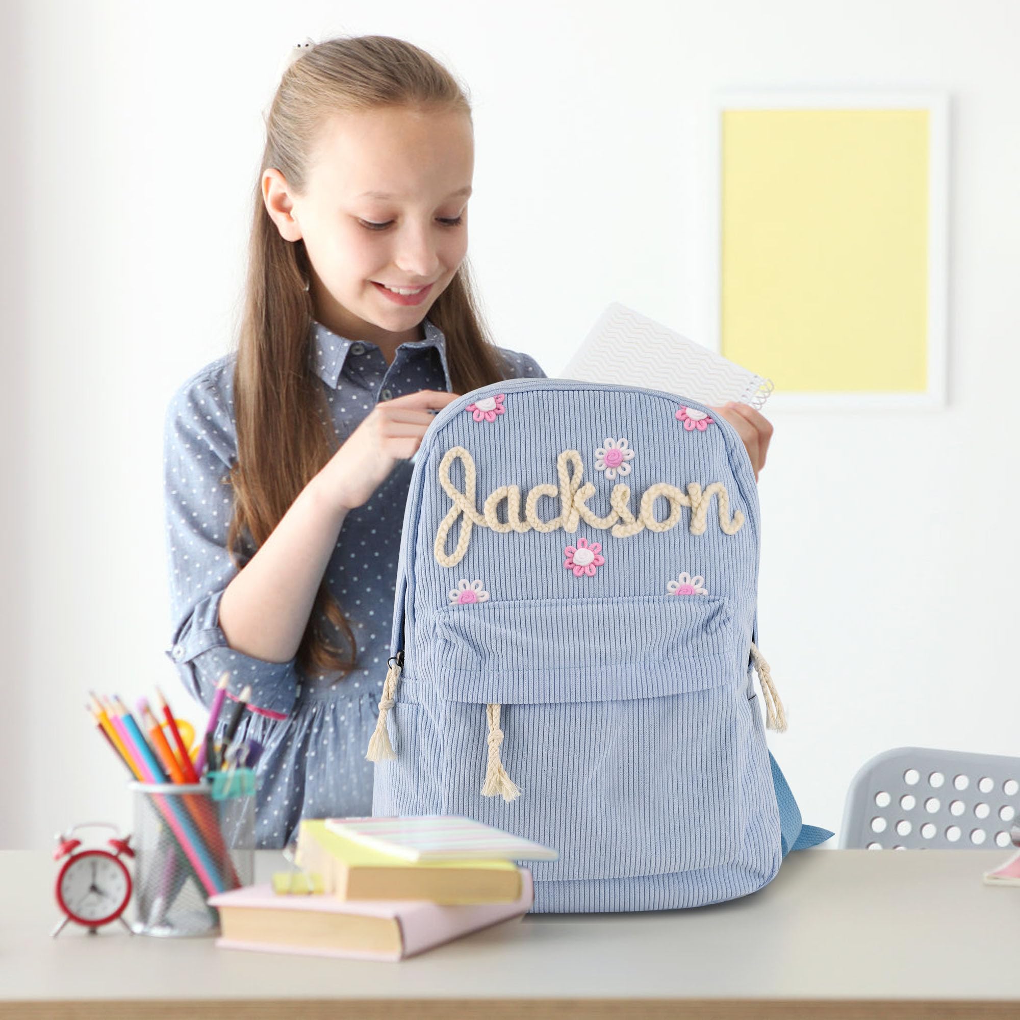 Personalized Kids Lovely Hand Embroidery School Backpack