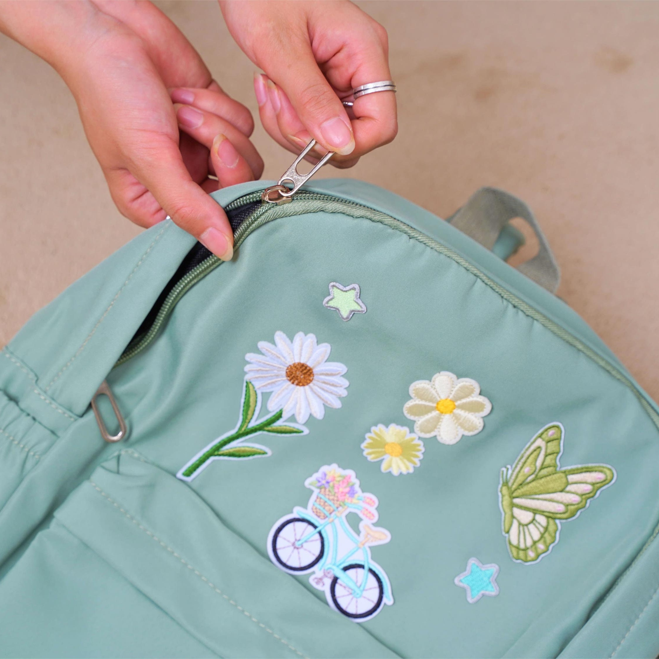 Personalized Chenille Letters Patch Kids School Backpack Set