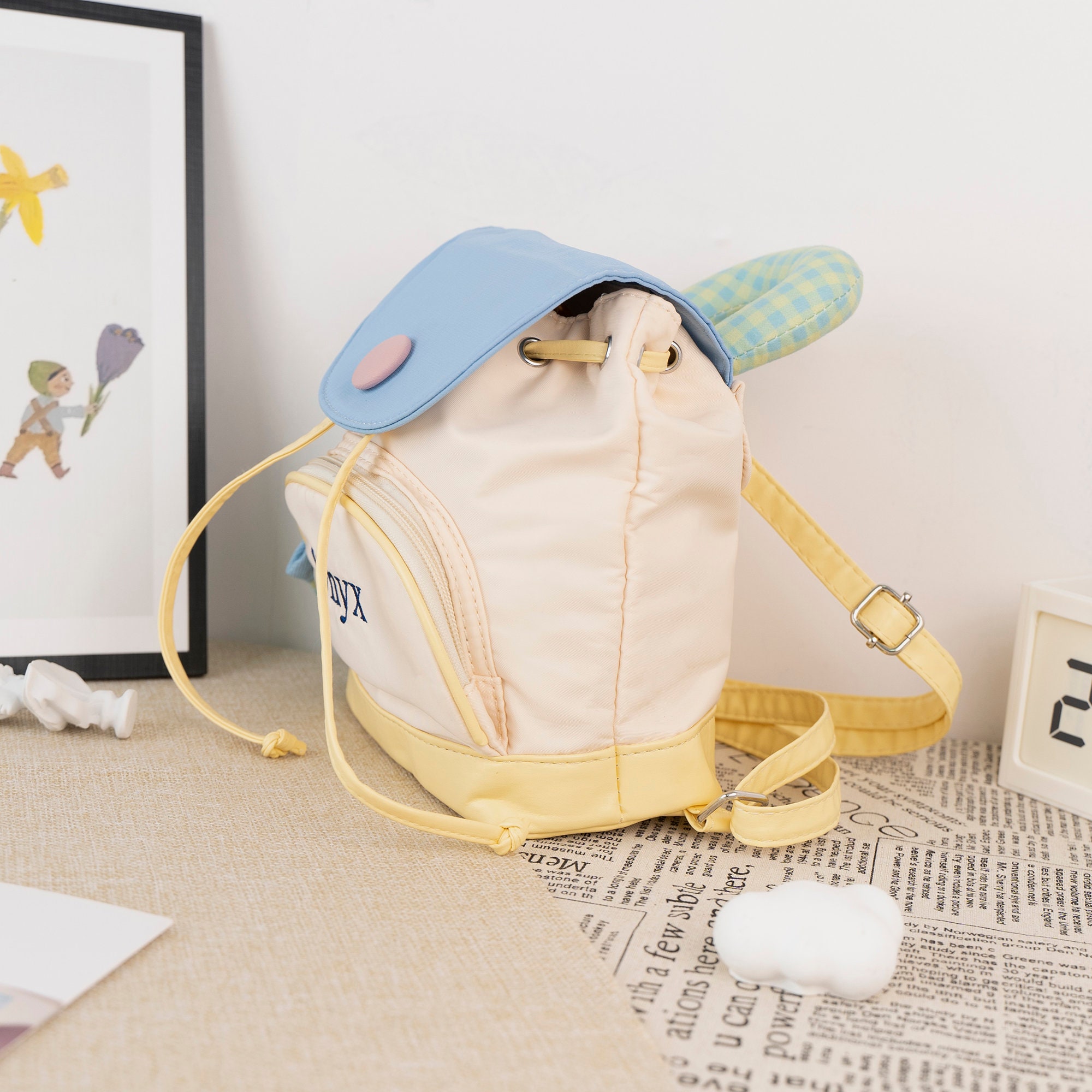 Personalized Embroidery Kid Pop Color Canvas Backpack