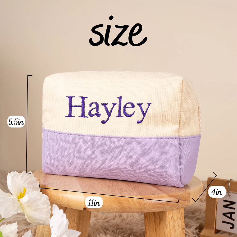 Personalized Embroidery Canvas Portable Makeup Bag
