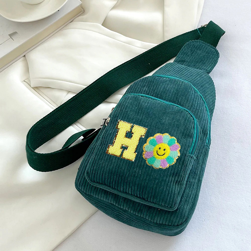 Personalized Chenille Patch Corduroy Crossbody Bag
