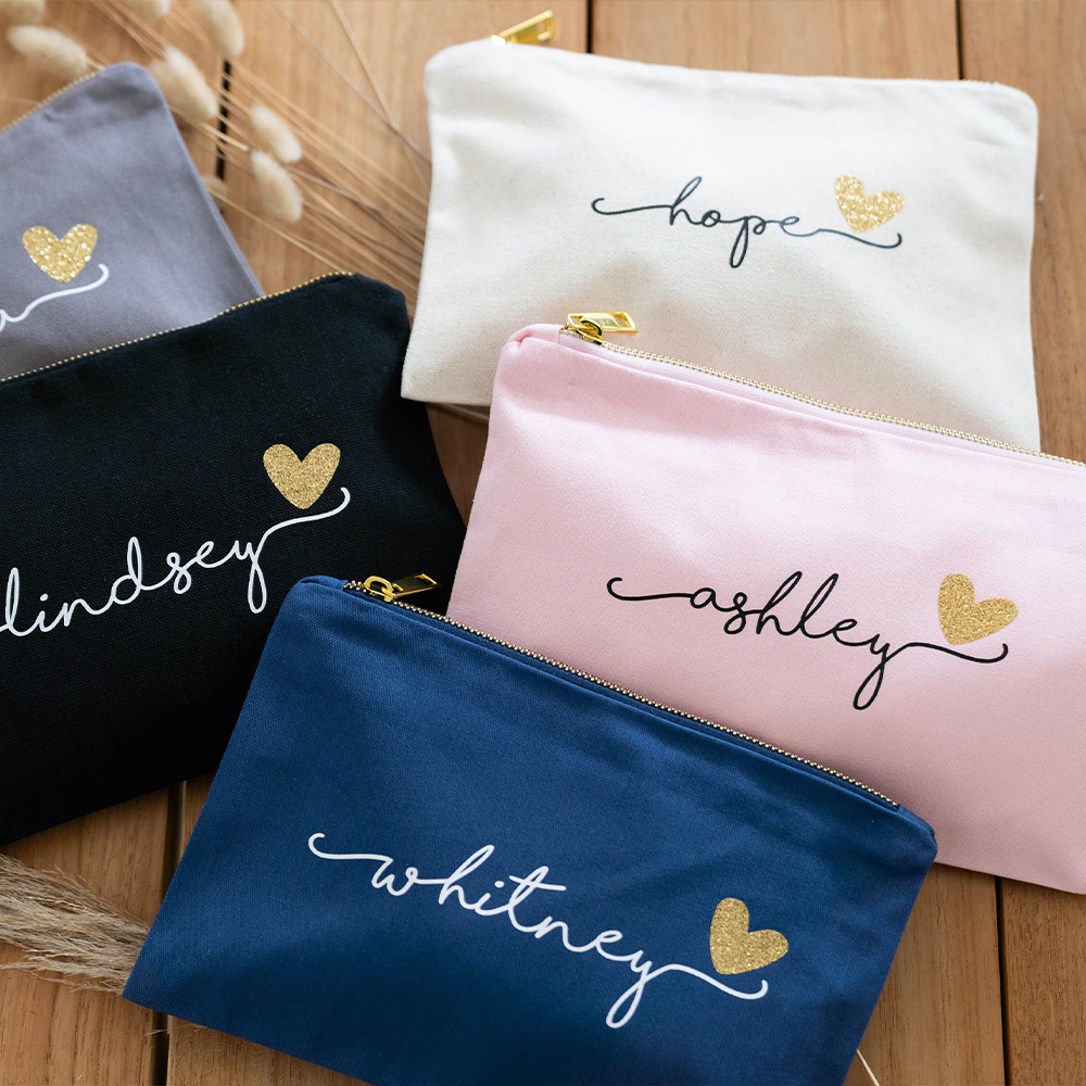 Personalized Multicolor Canvas Portable Makeup Bags