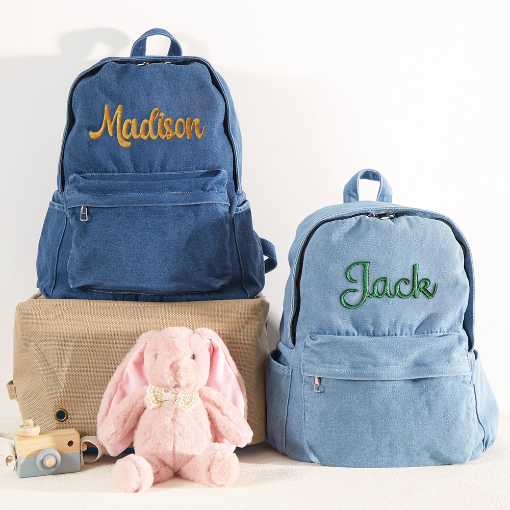 Personalized Embroidery Denim Backpack