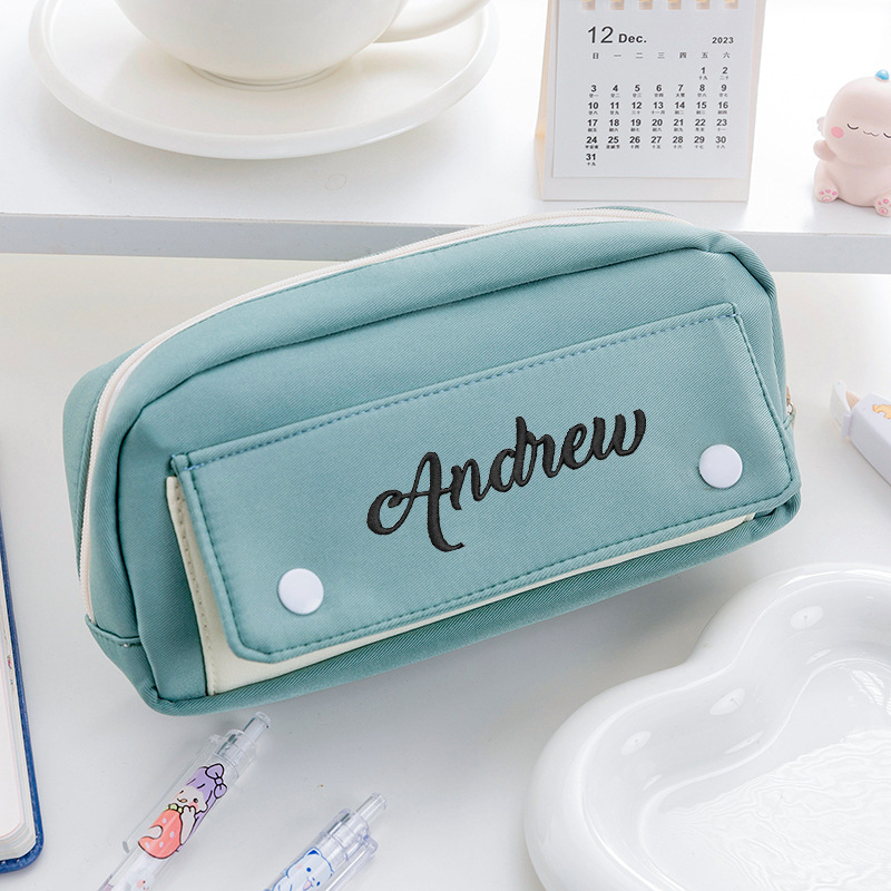 Personalized Embroidery Colourful Big Capacity Pencil Case