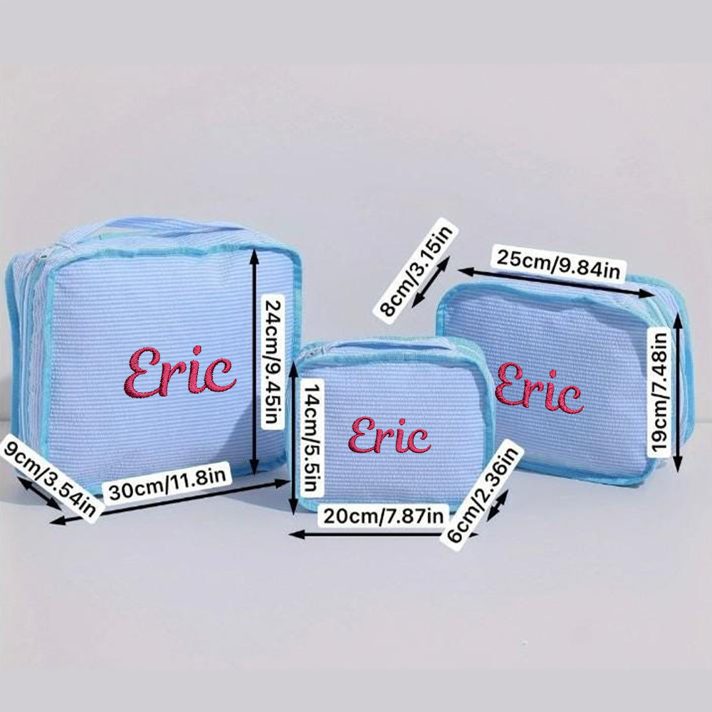 Personalized Embroidery Seersucker Travel Packing Set