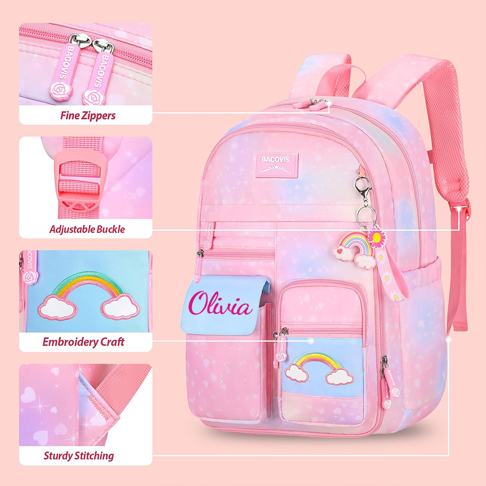Personalized Rainbow Large Capacity School Backpack