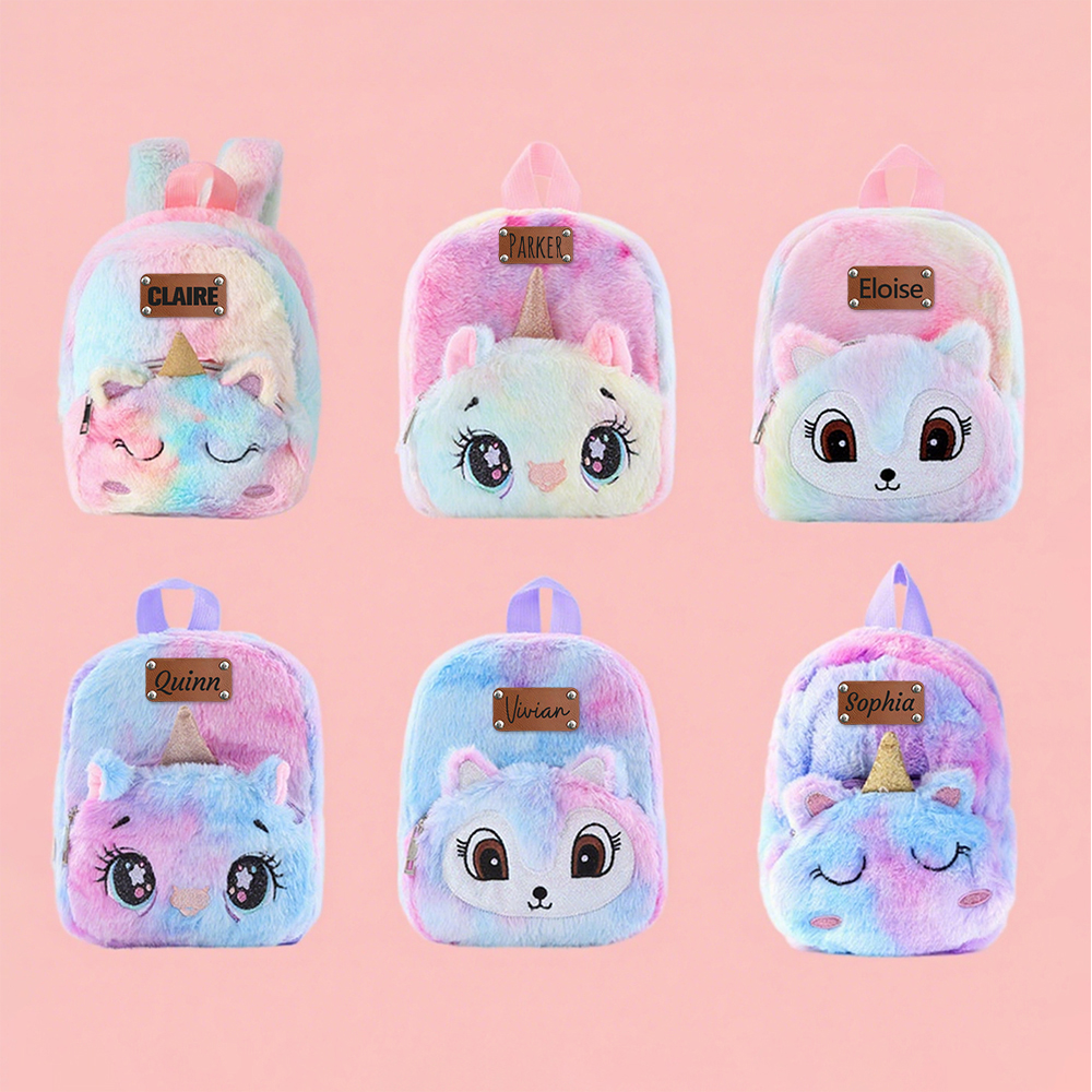 Personalized Embroidery Cute Plush Unicorn Toddler Backpack