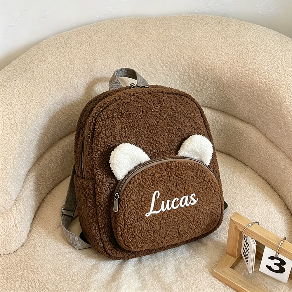 Personalized Embroidery Kids Soft Plush Bear Backpack