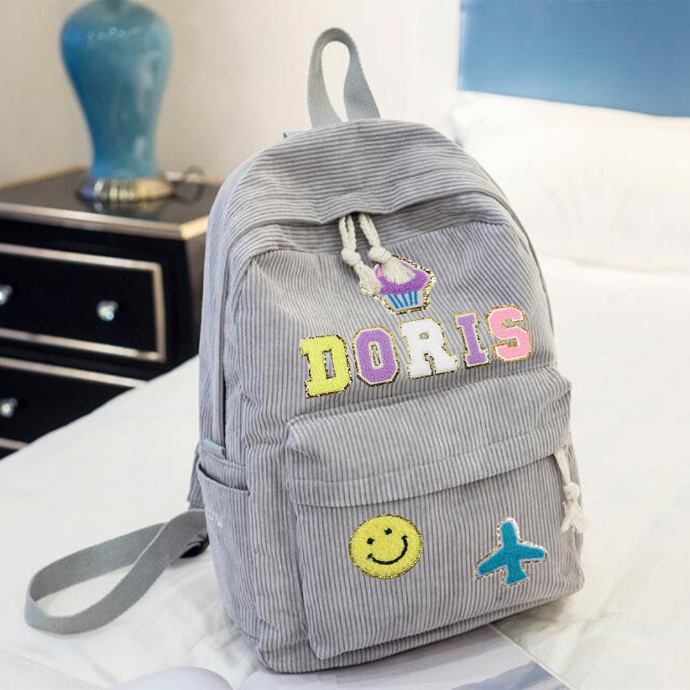 Personalized Chenille Patch Back To School  Backpack