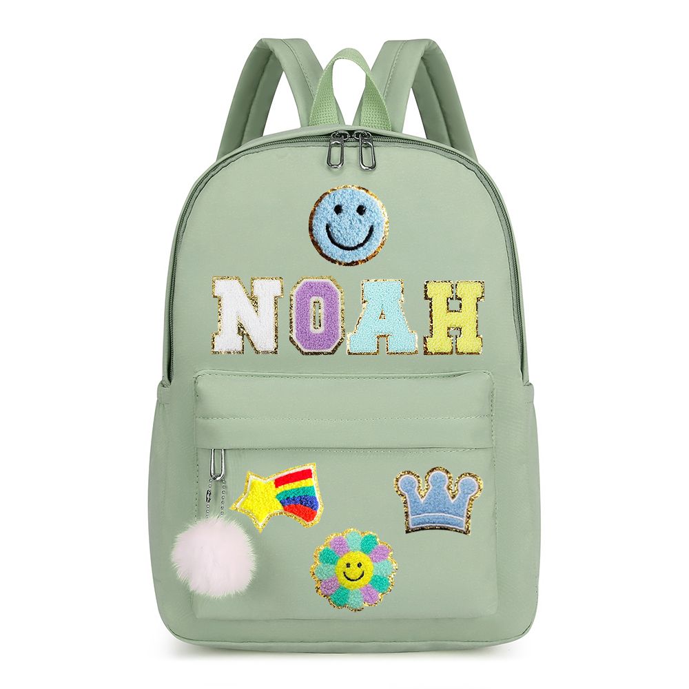 Personalized Chenille Letters Patch Kids School Backpack