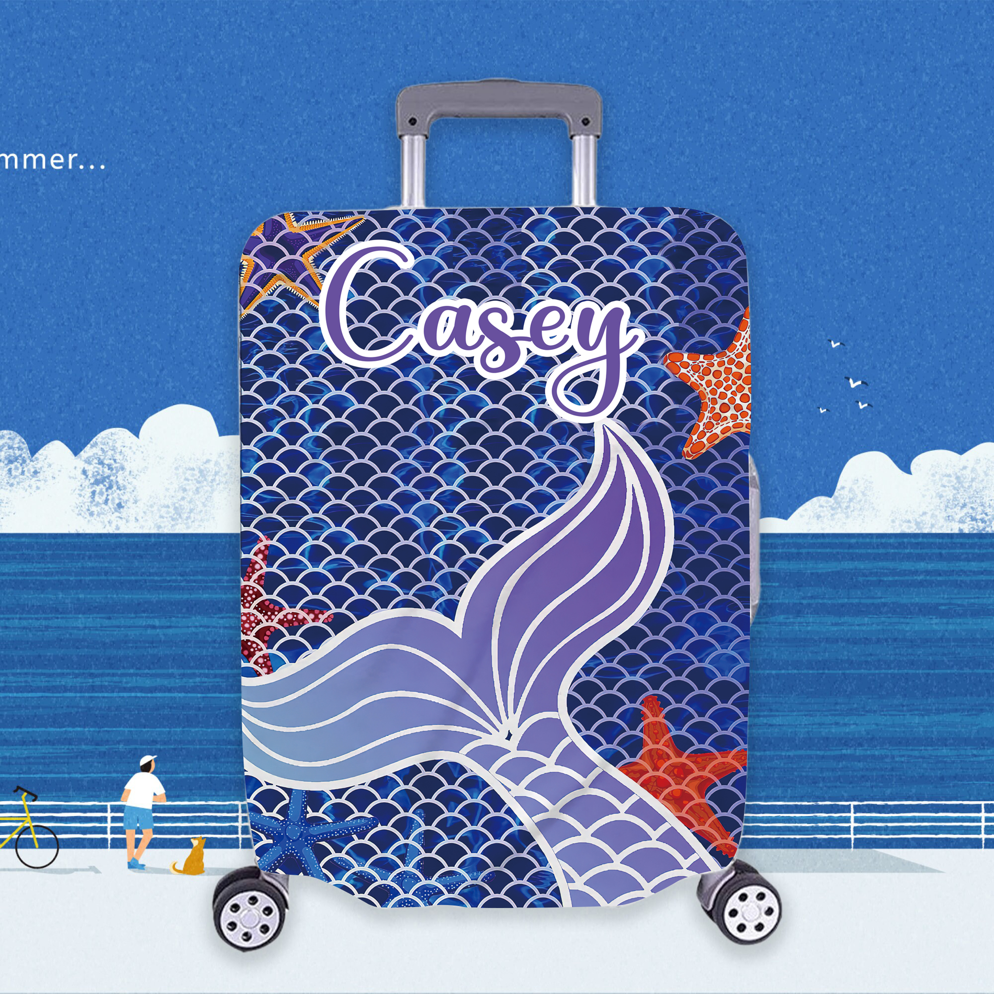 Personalized Mermaid High-elastic Suitcase Protector Luggage Cover