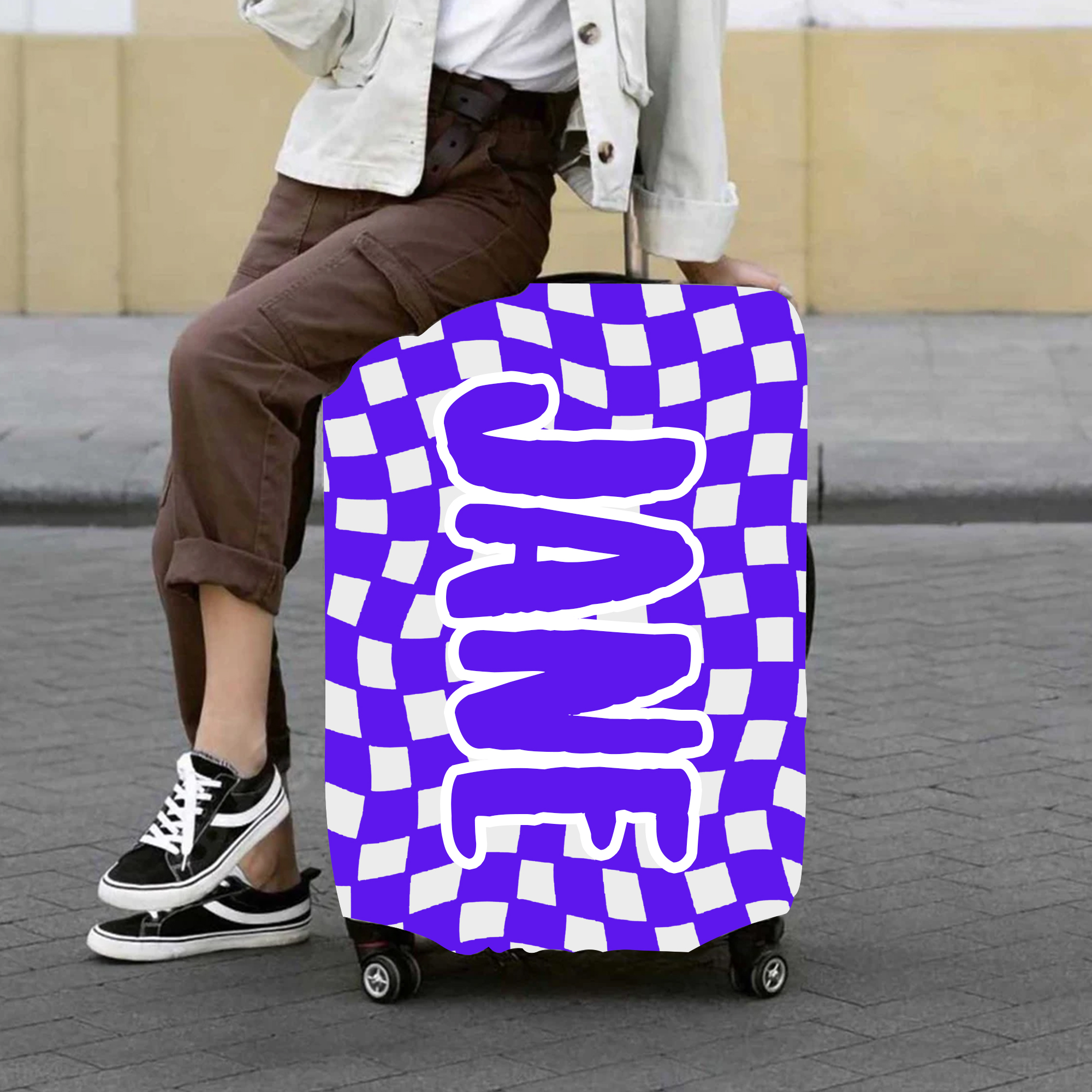 Personalized Original Checker High-elastic Suitcase Protector Luggage Cover