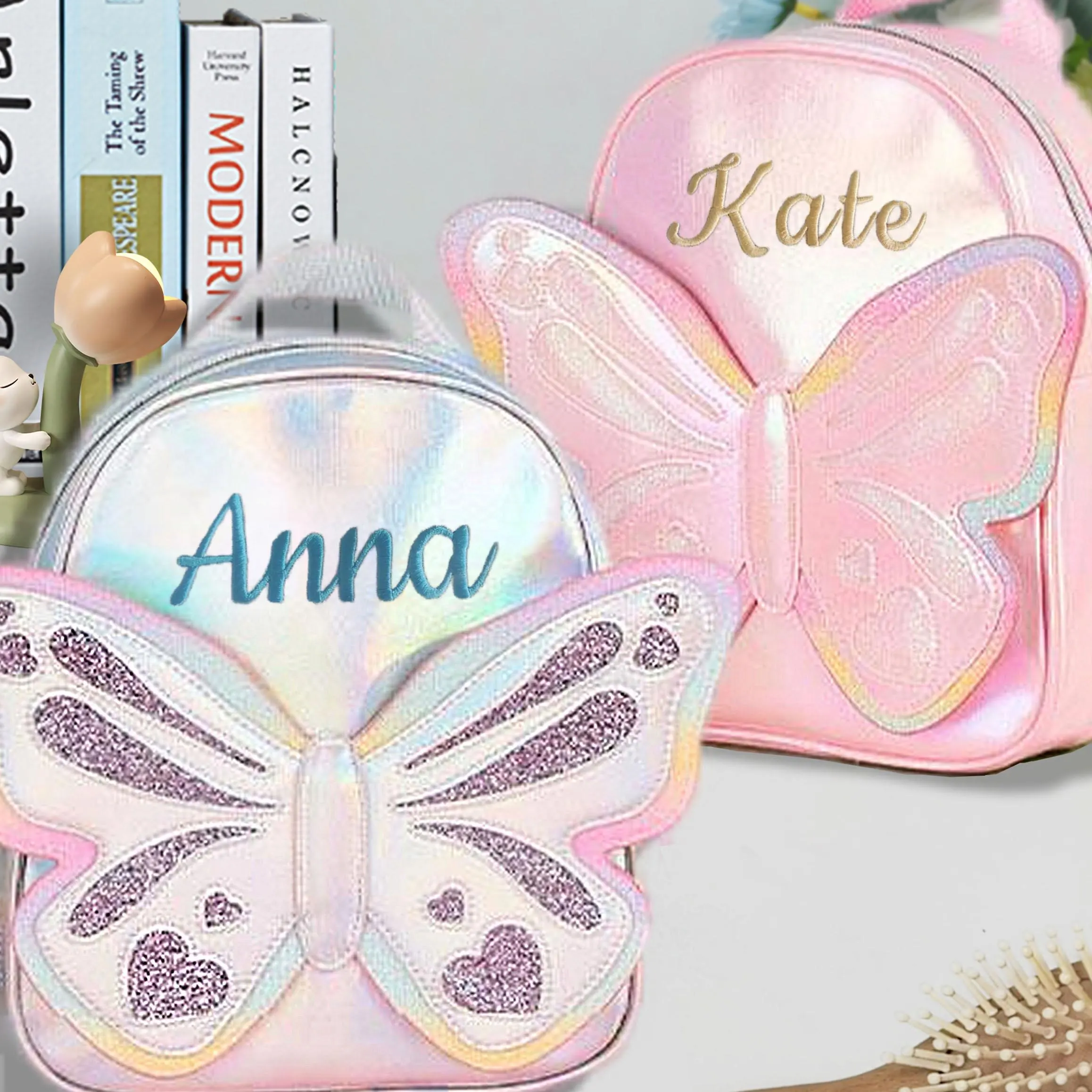 Personalized Butterfly Embroidered Backpack