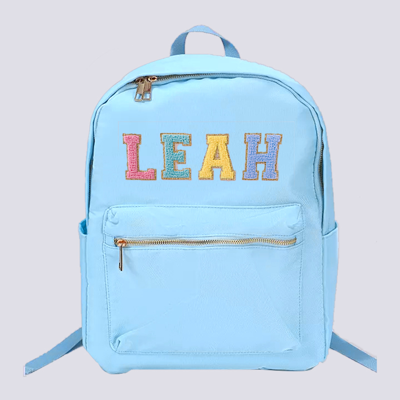 Personalized Chenille Letters Patch Kids School Backpack