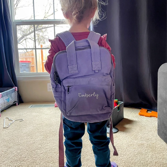 Personalized Embroidery Kid Canvas Backpack