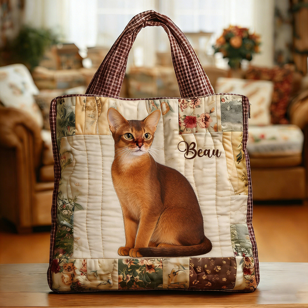 Personalized Crafted Abyssinian Quilted Tote Bag | VETote11