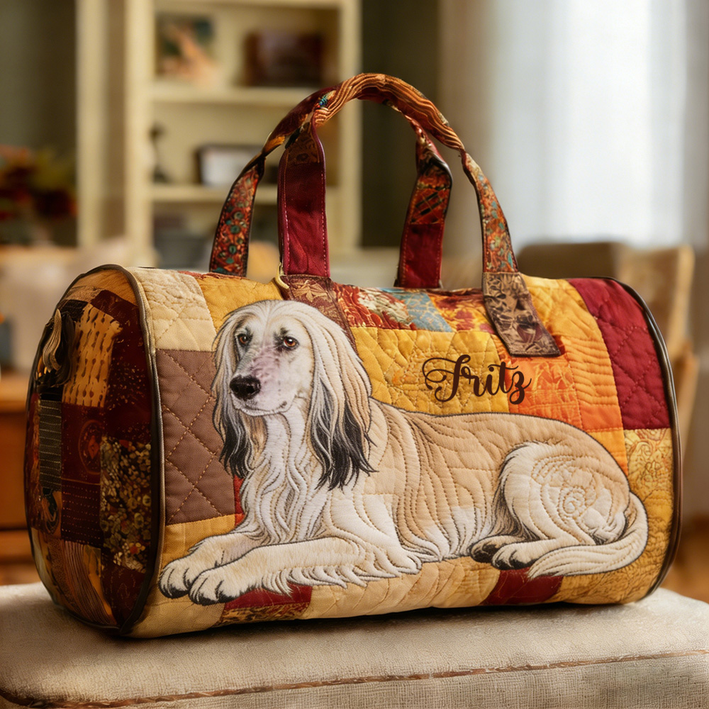 Personalized Crafted Afghan Hound Quilted Duffle Bag | VEDuffle01