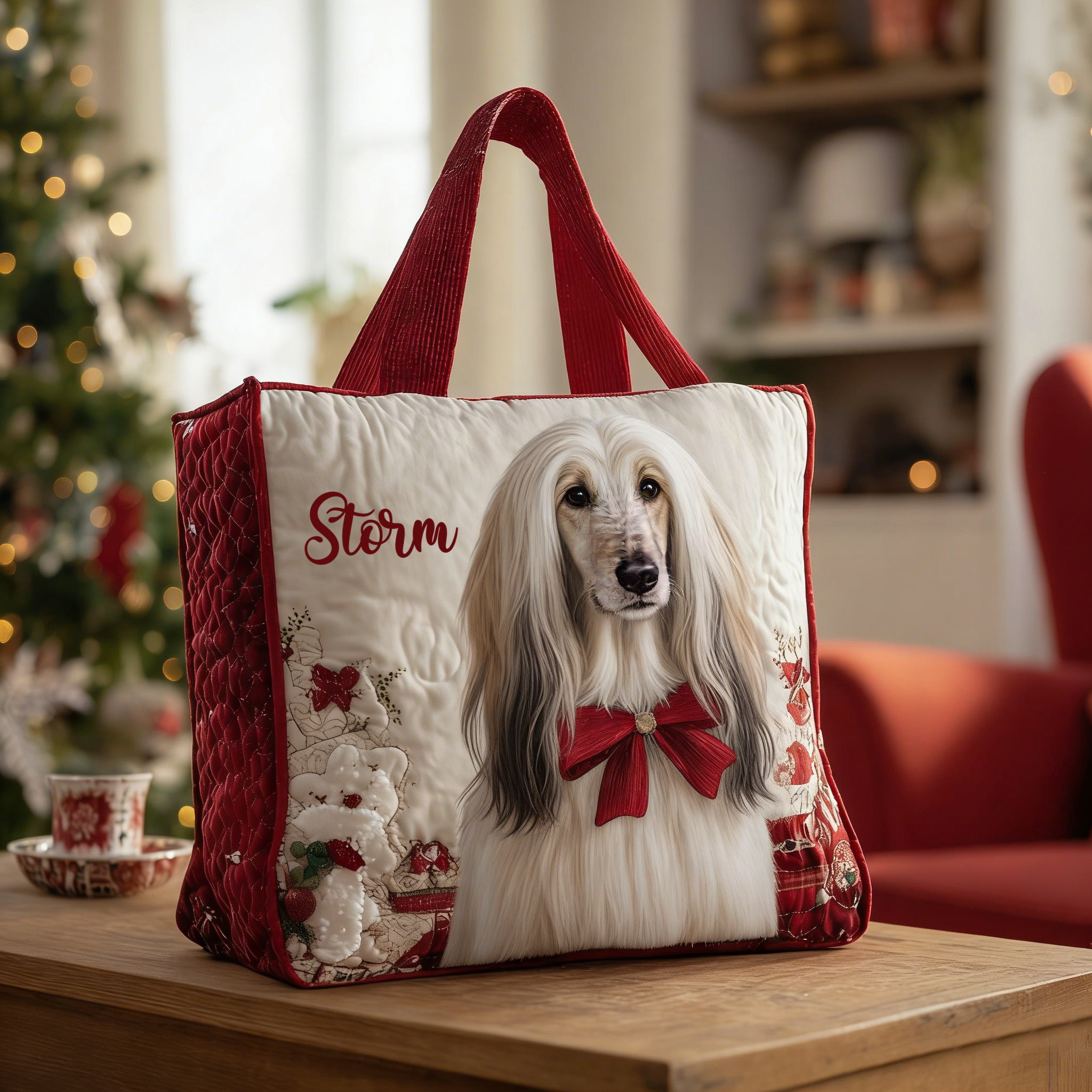 Personalized Crafted Afghan Hound Quilted Tote Bag | VETote41
