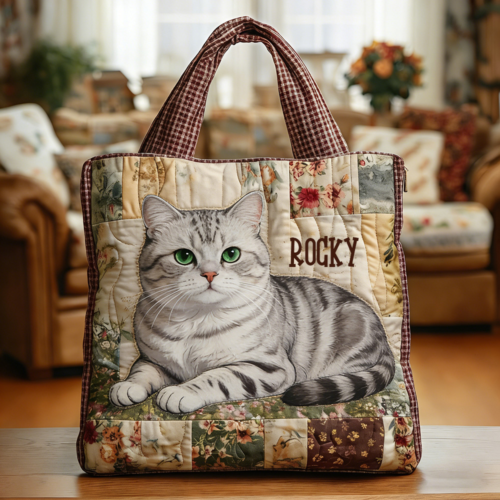 Personalized Crafted American Shorthair Quilted Tote Bag | VETote16