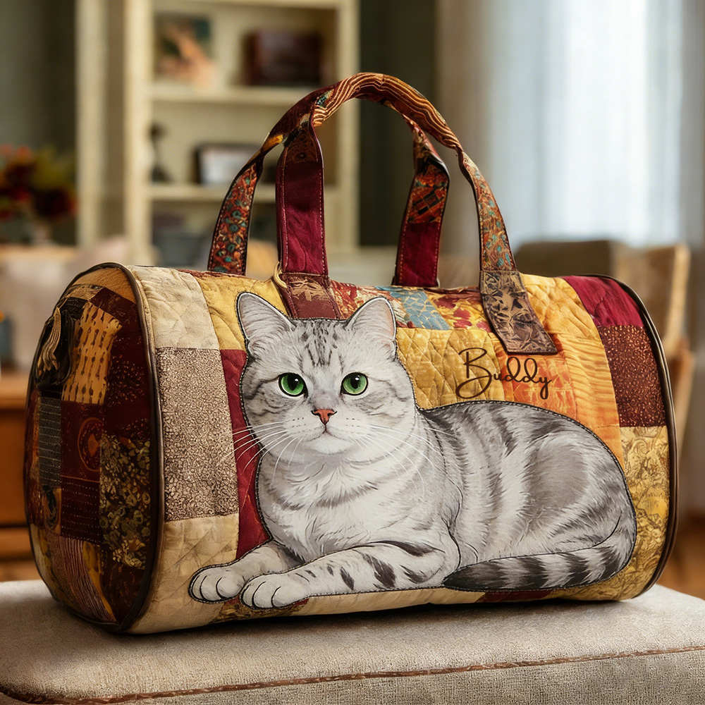 Personalized Crafted American Shorthair Quilted Duffle Bag | VEDuffle26