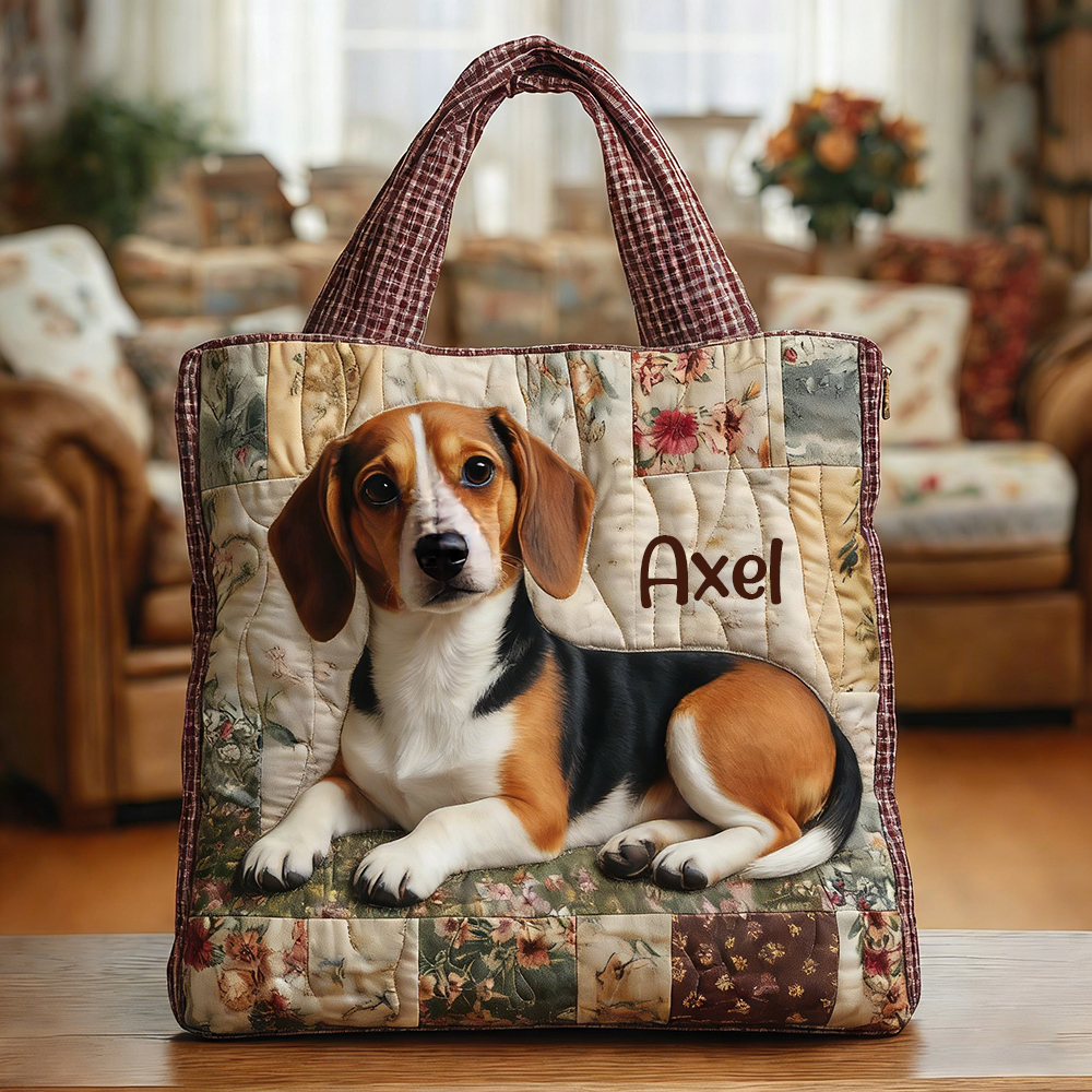 Crafted Beagle Quilted Eco-friendly Tote Bag | VETote25