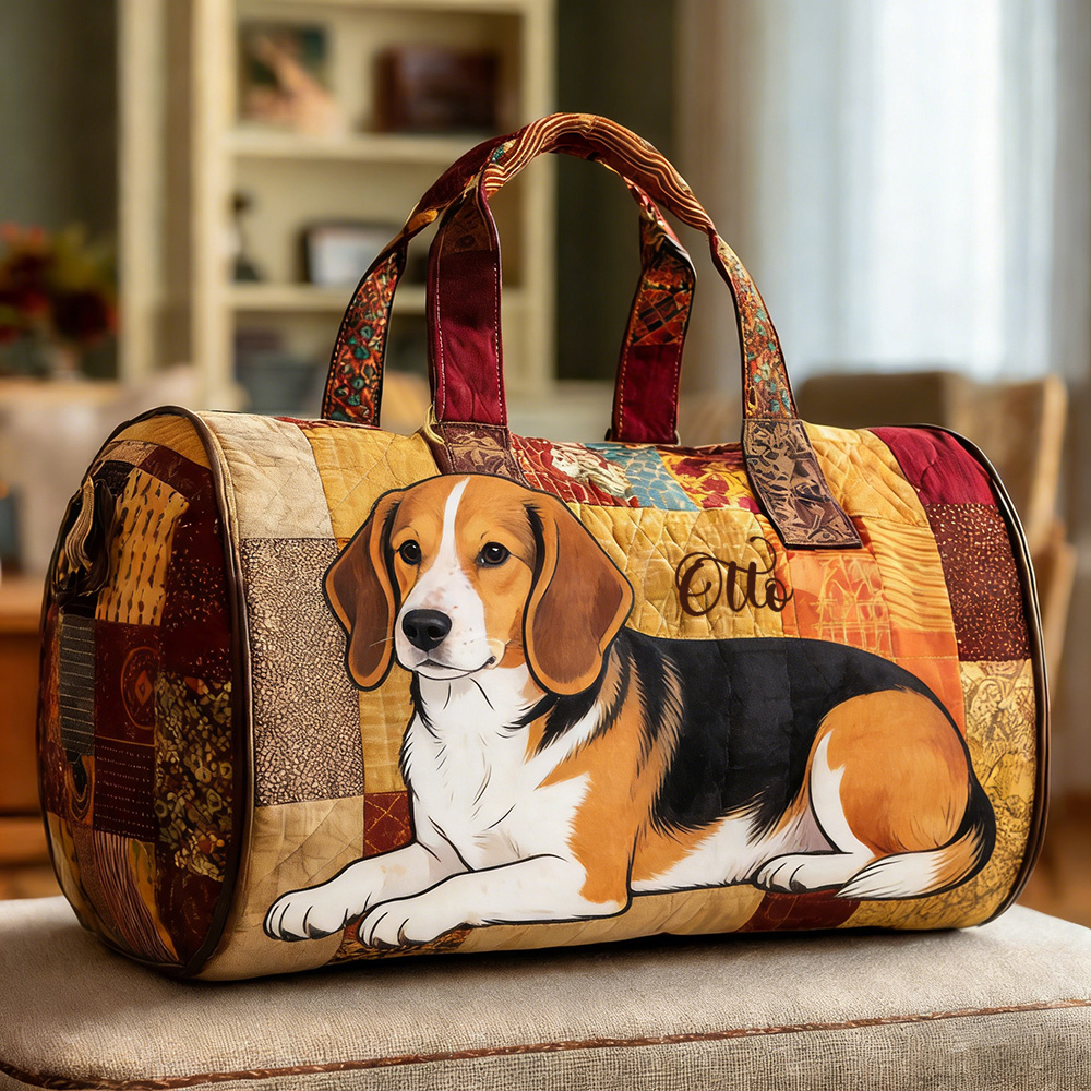 Personalized Crafted Beagle Quilted Duffle Bag | VEDuffle02