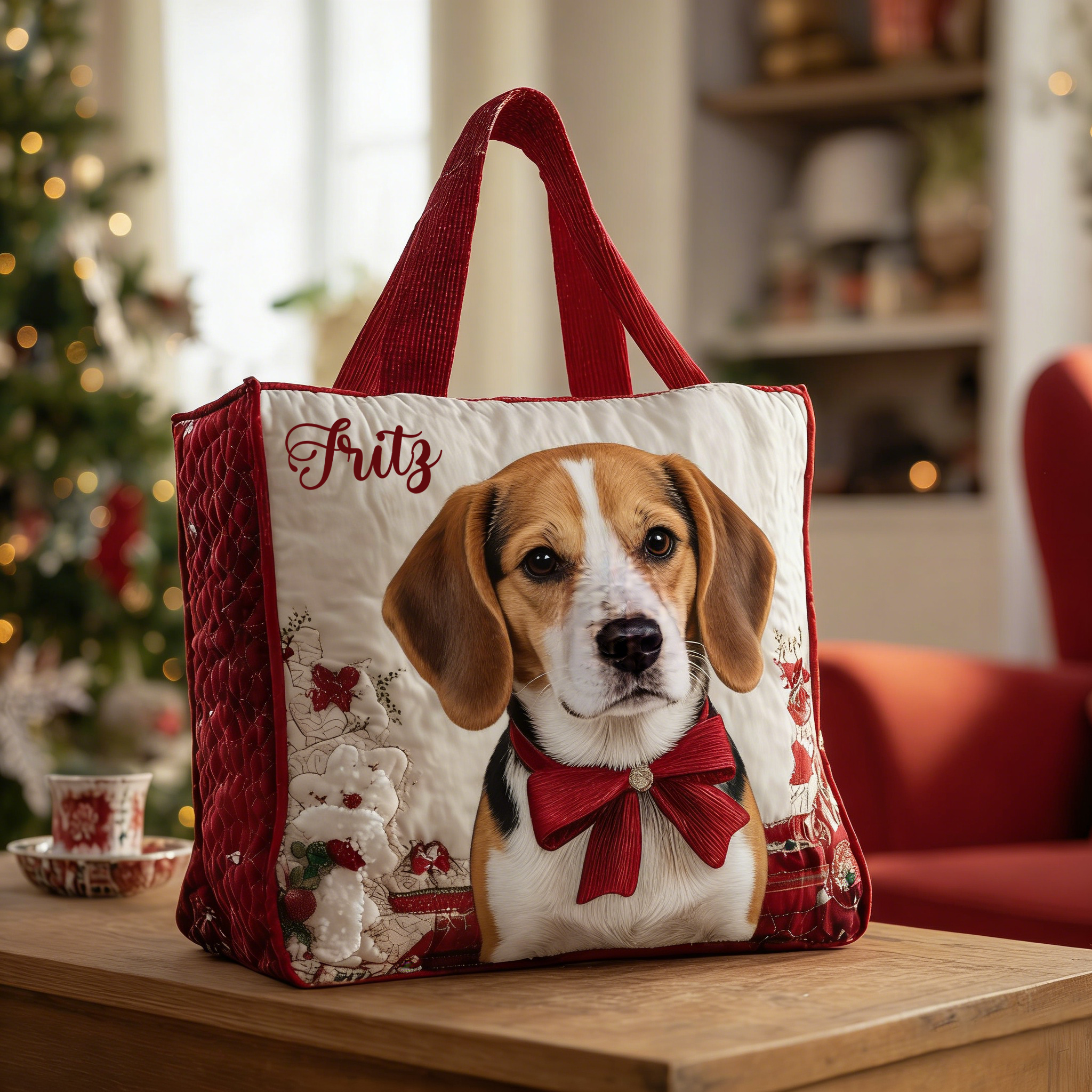 Personalized Crafted Beagle Quilted Tote Bag | VETote42