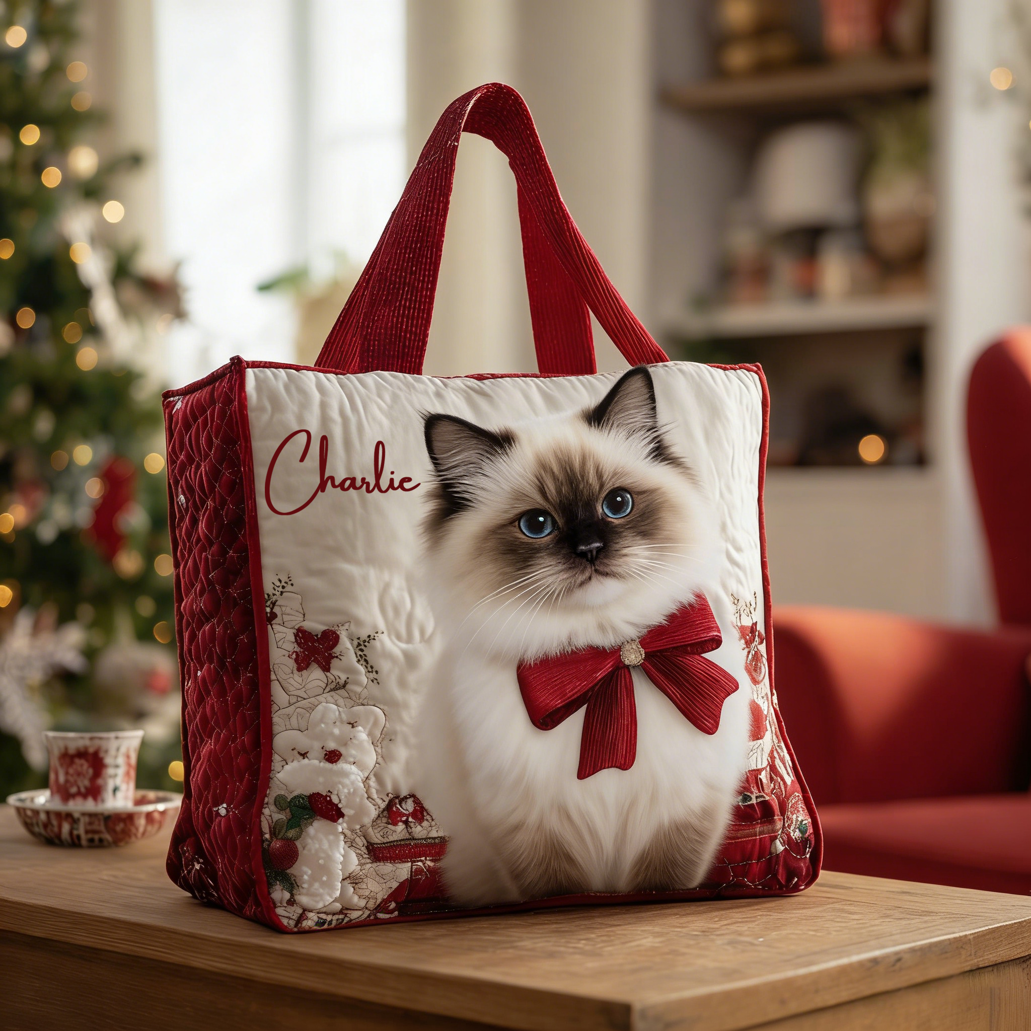 Personalized Crafted Birman Quilted Tote Bag | VETote69