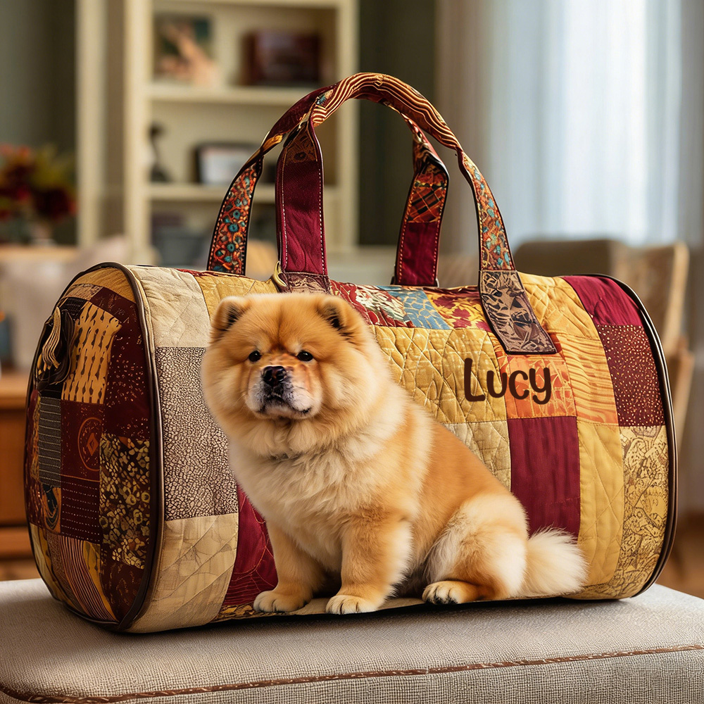 Personalized Crafted Chow Chow Quilted Duffle Bag | VEDuffle06