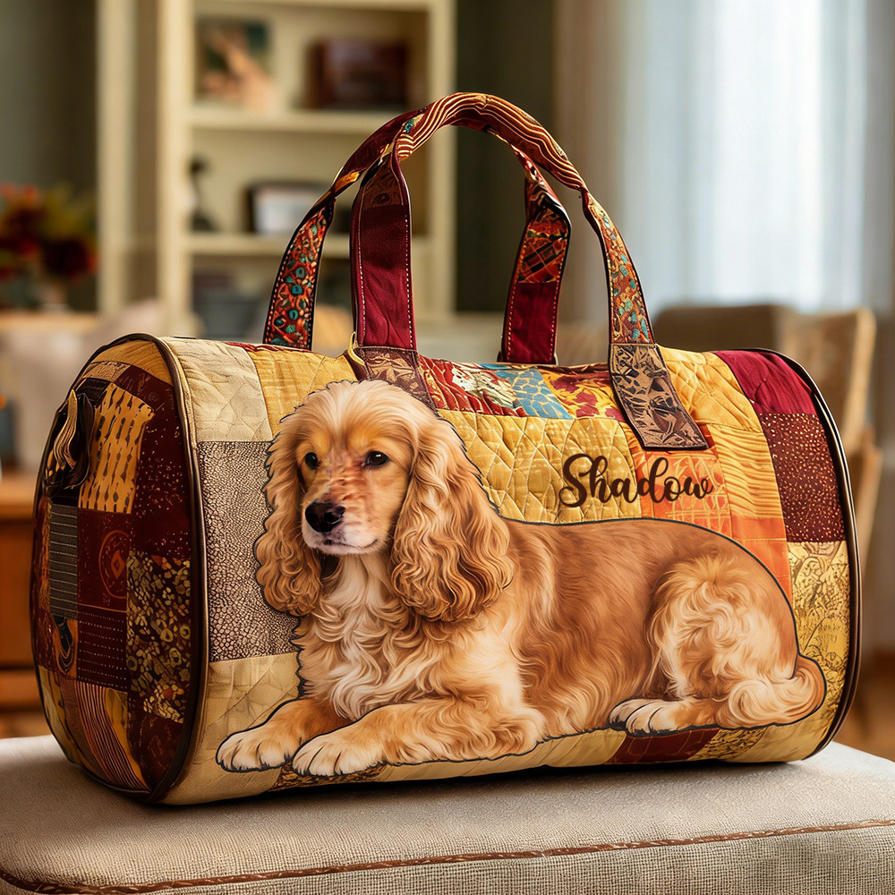 Personalized Crafted Cocker Spaniel​ Quilted Duffle Bag | VEDuffle07