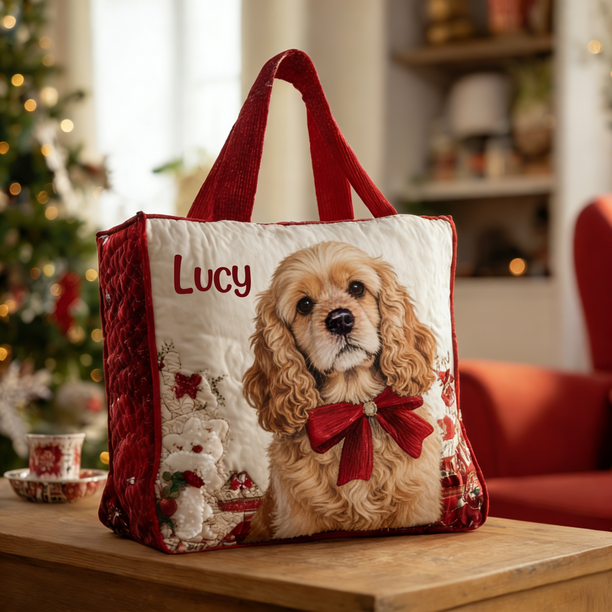 Personalized Crafted Cocker Spaniel​ Quilted Tote Bag | VETote48