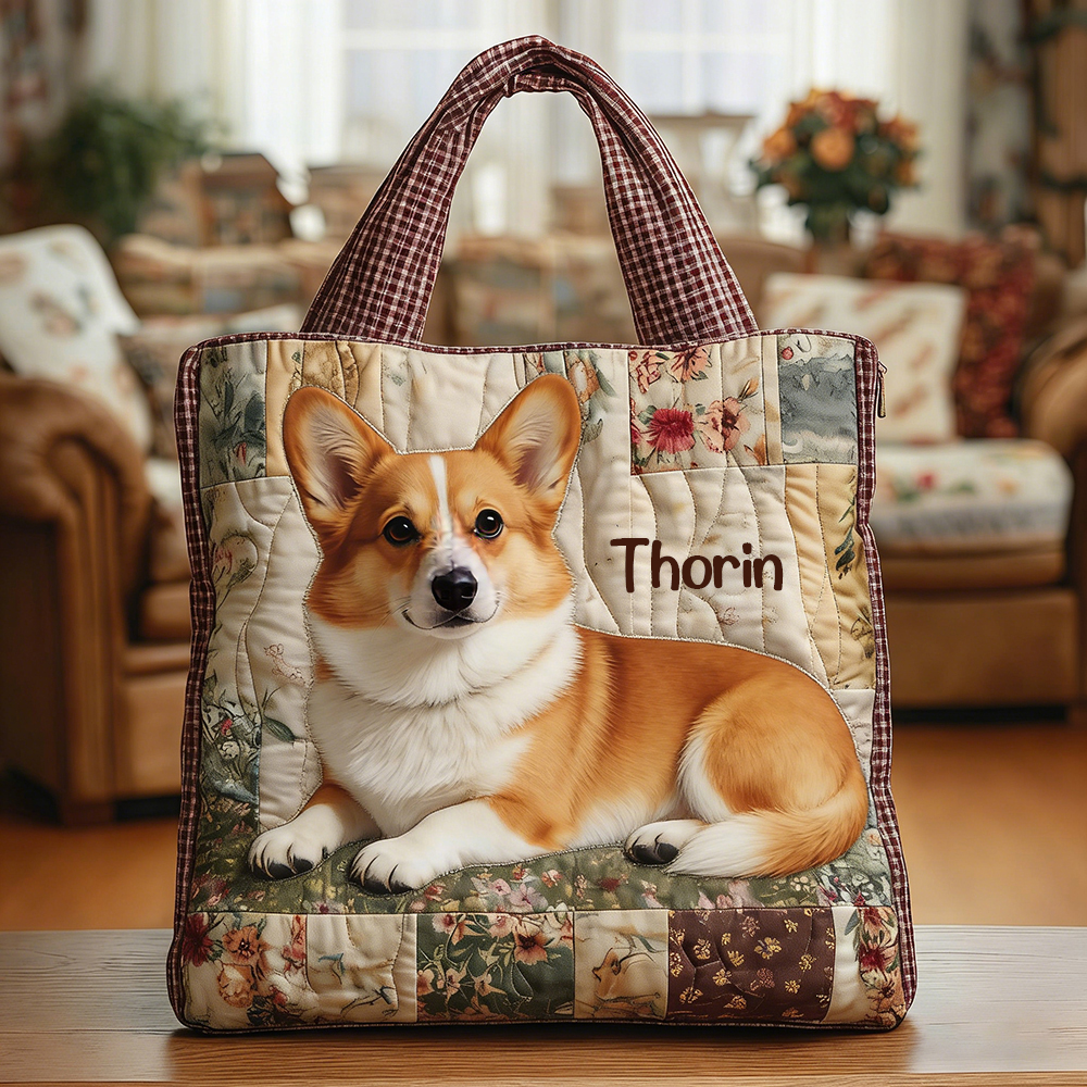 Crafted Corgi Quilted Eco-friendly Tote Bag | VETote32
